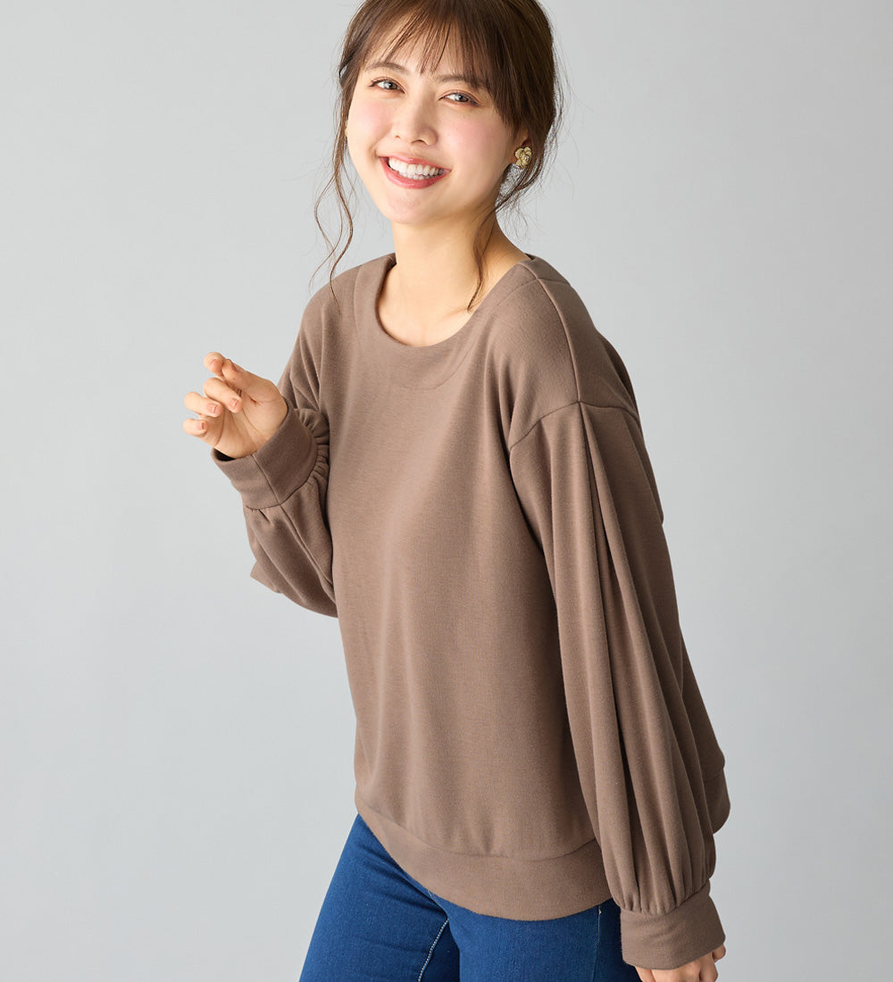 アロッタ Alotta あったか裏ファー袖タックスウェット（モカベージュ） モカベージュ