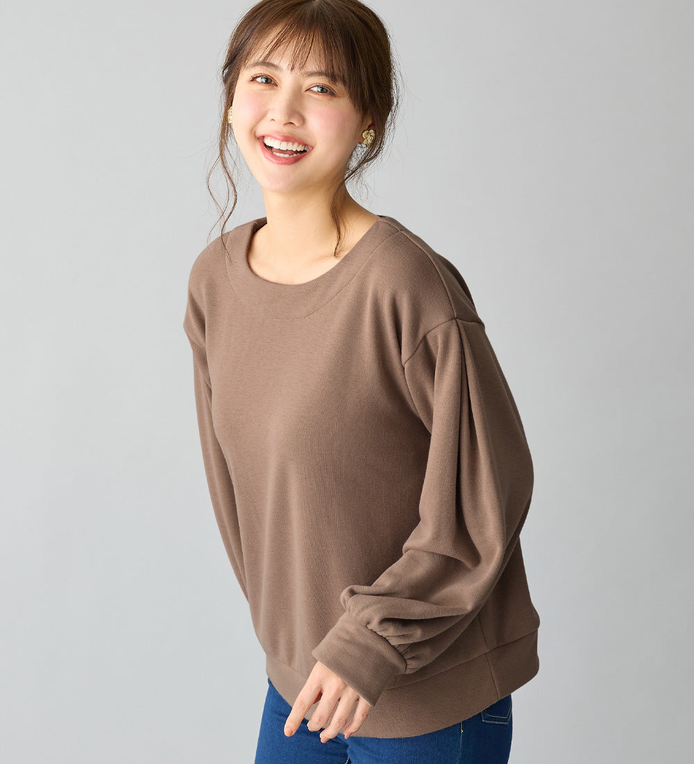 アロッタ Alotta あったか裏ファー袖タックスウェット（モカベージュ） モカベージュ