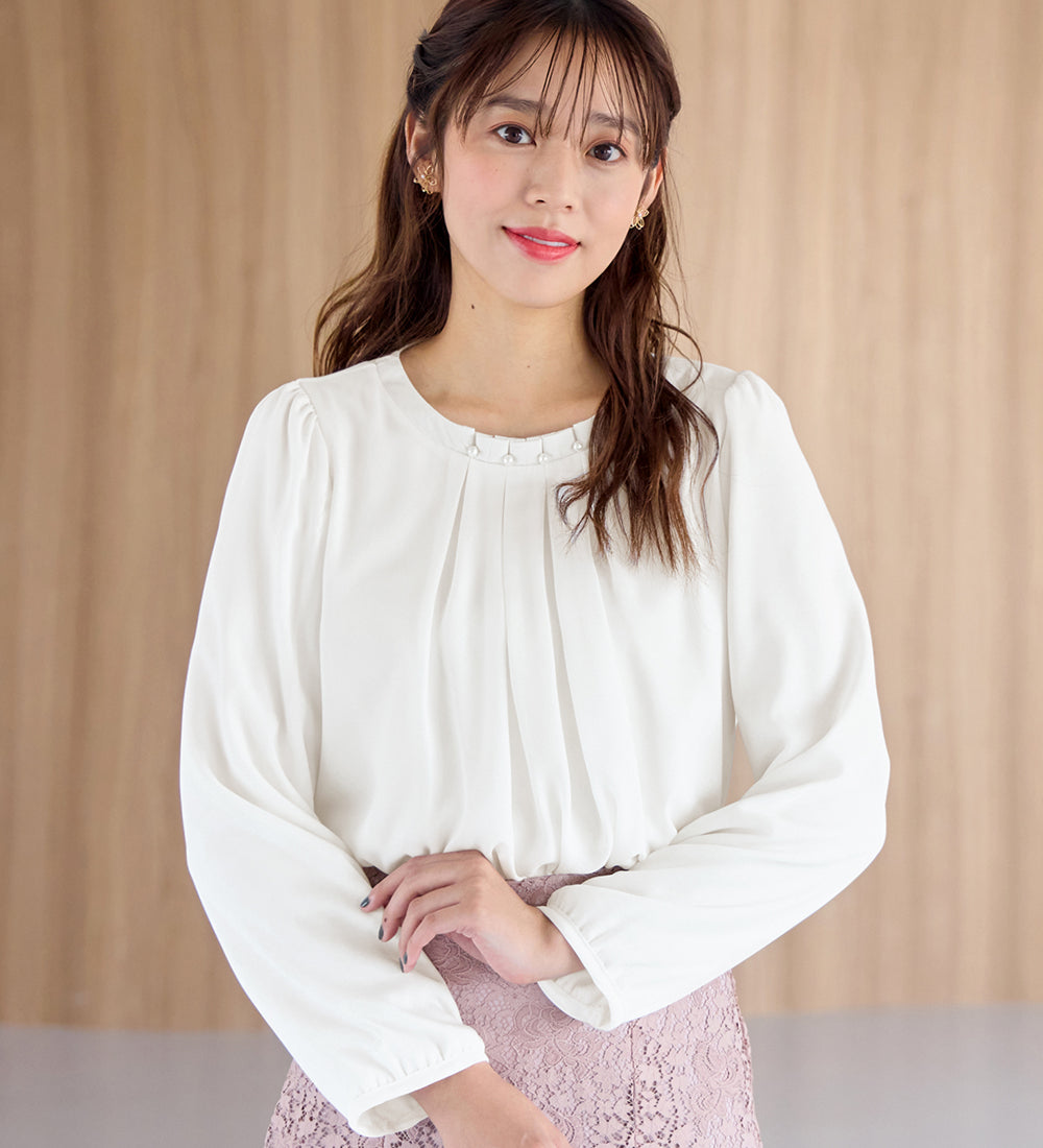 アロッタ Alotta あったか裏地付ネックパールブラウス