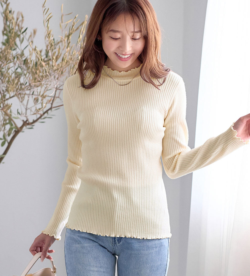 【美人百花掲載】洗える！チクチクしにくいメロウリブニット アイボリー