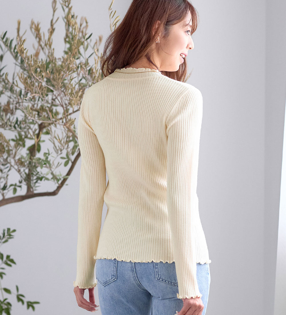 【美人百花掲載】洗える！チクチクしにくいメロウリブニット アイボリー