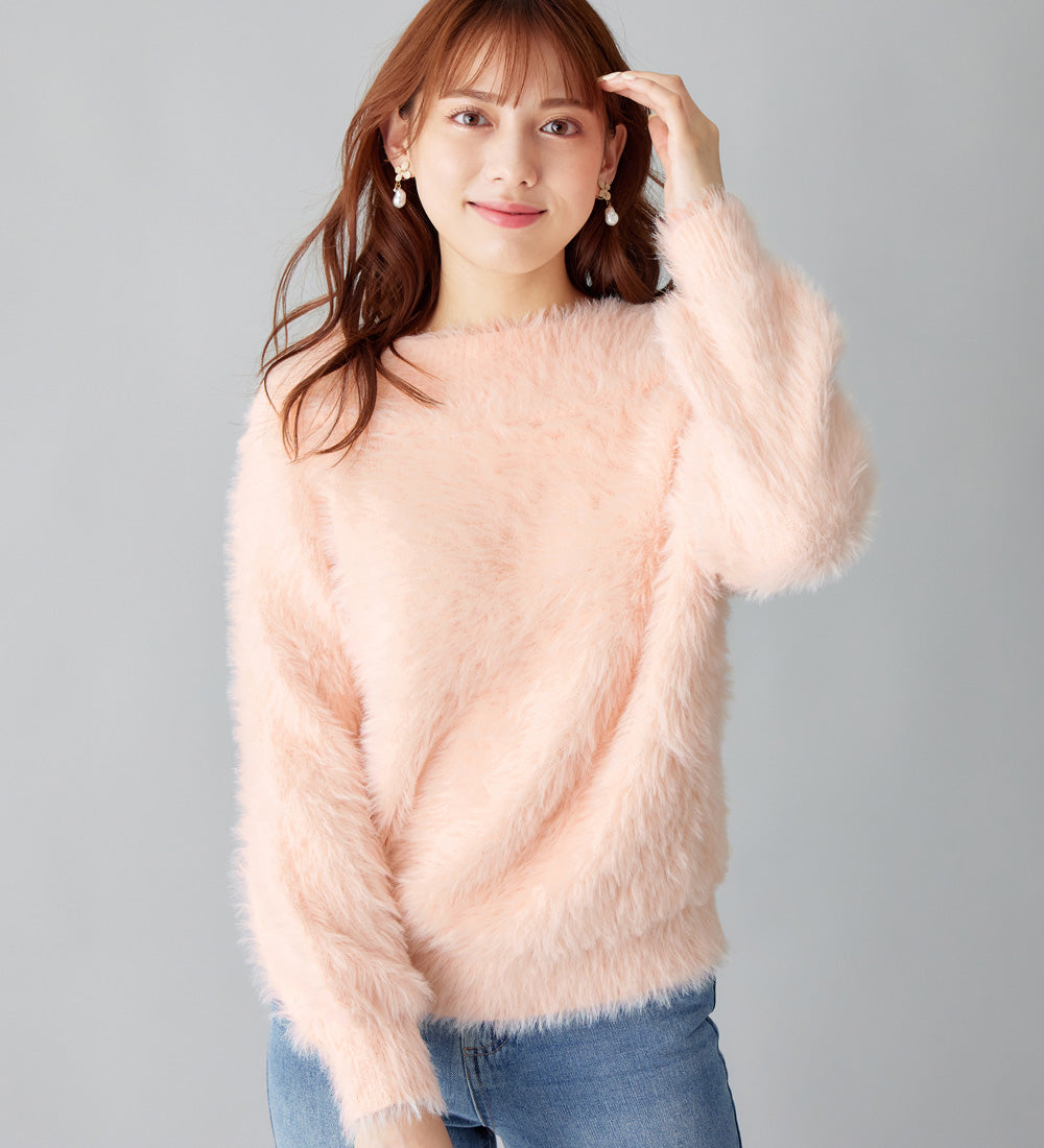 アロッタ Alotta フェザーオフショル風ニット （ベビーピンク） ベビーピンク