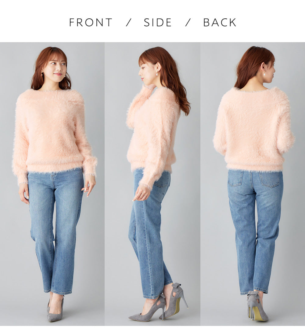 アロッタ Alotta フェザーオフショル風ニット （ベビーピンク） ベビーピンク