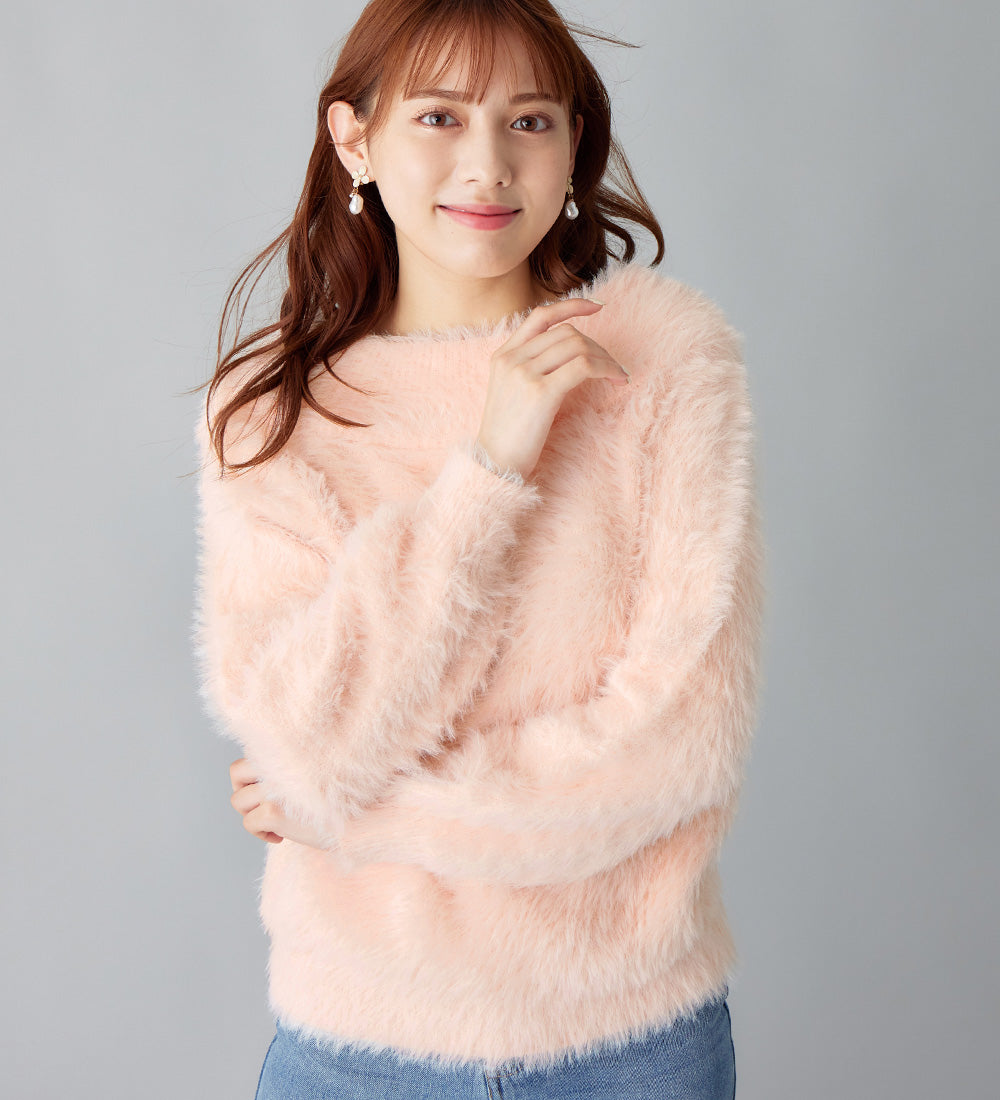 アロッタ Alotta フェザーオフショル風ニット （ベビーピンク） ベビーピンク