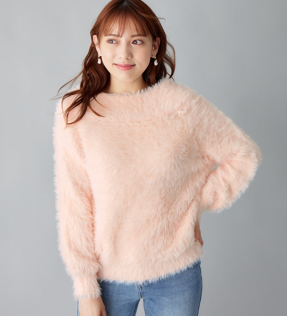 アロッタ Alotta フェザーオフショル風ニット （ベビーピンク） ベビーピンク