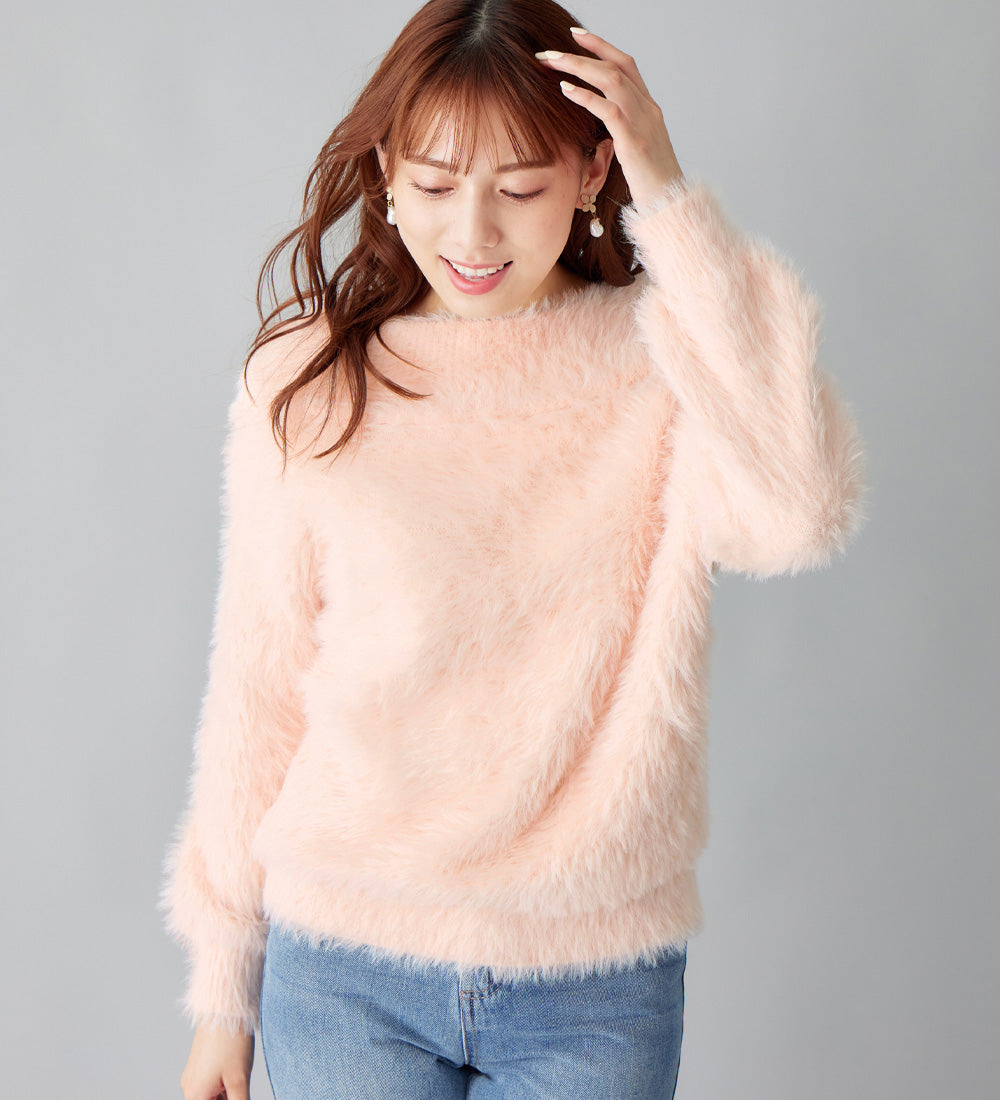 アロッタ Alotta フェザーオフショル風ニット （ベビーピンク） ベビーピンク