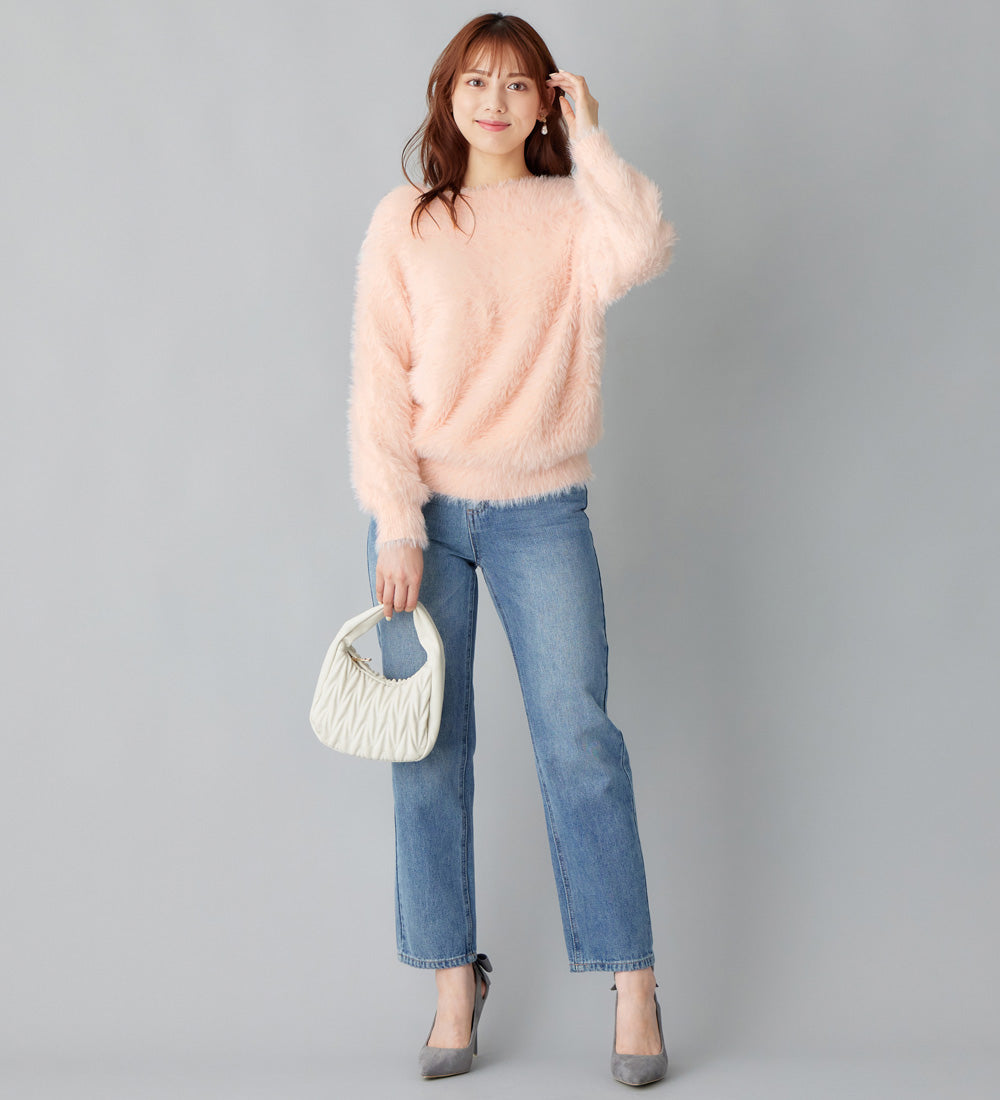 アロッタ Alotta フェザーオフショル風ニット （ベビーピンク） ベビーピンク