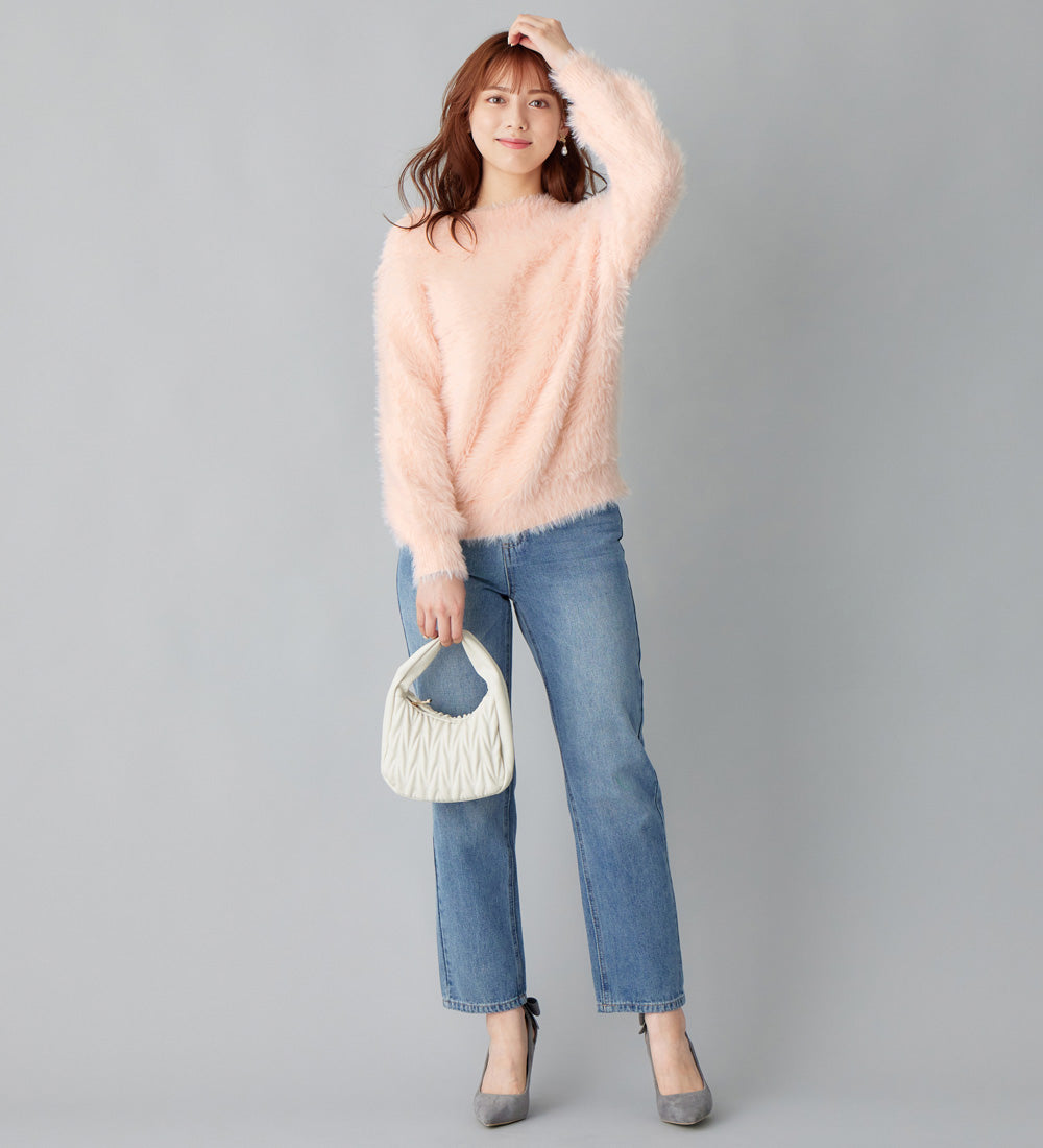 アロッタ Alotta フェザーオフショル風ニット （ベビーピンク） ベビーピンク