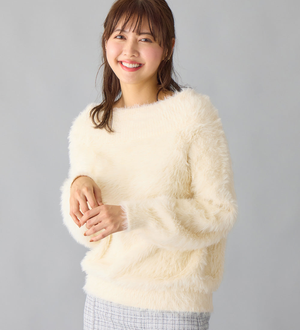 アロッタ Alotta フェザーオフショル風ニット （アイボリー） アイボリー