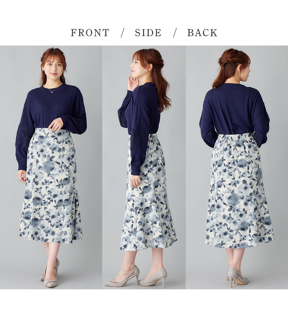 アロッタ Alotta あったか裏地付花柄マーメイドスカート