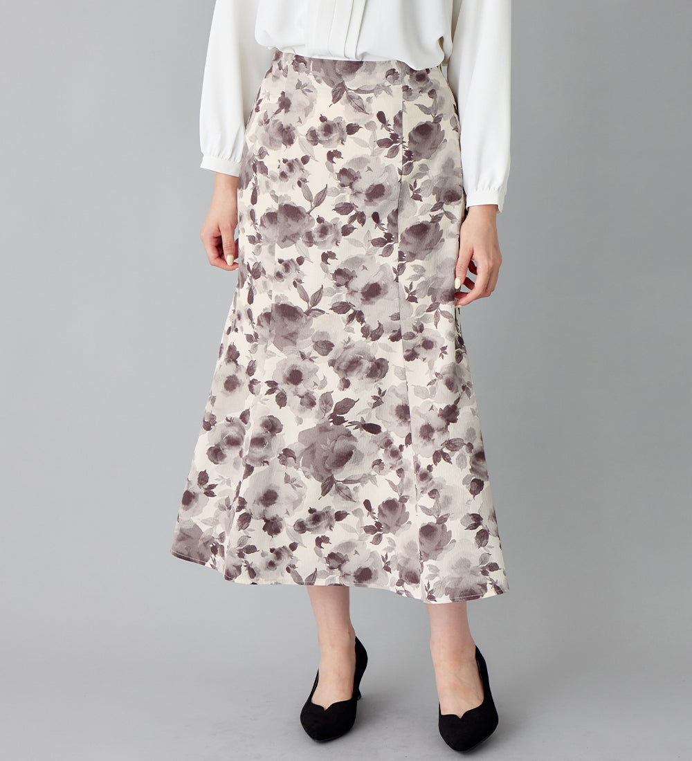 アロッタ Alotta あったか裏地付花柄マーメイドスカート