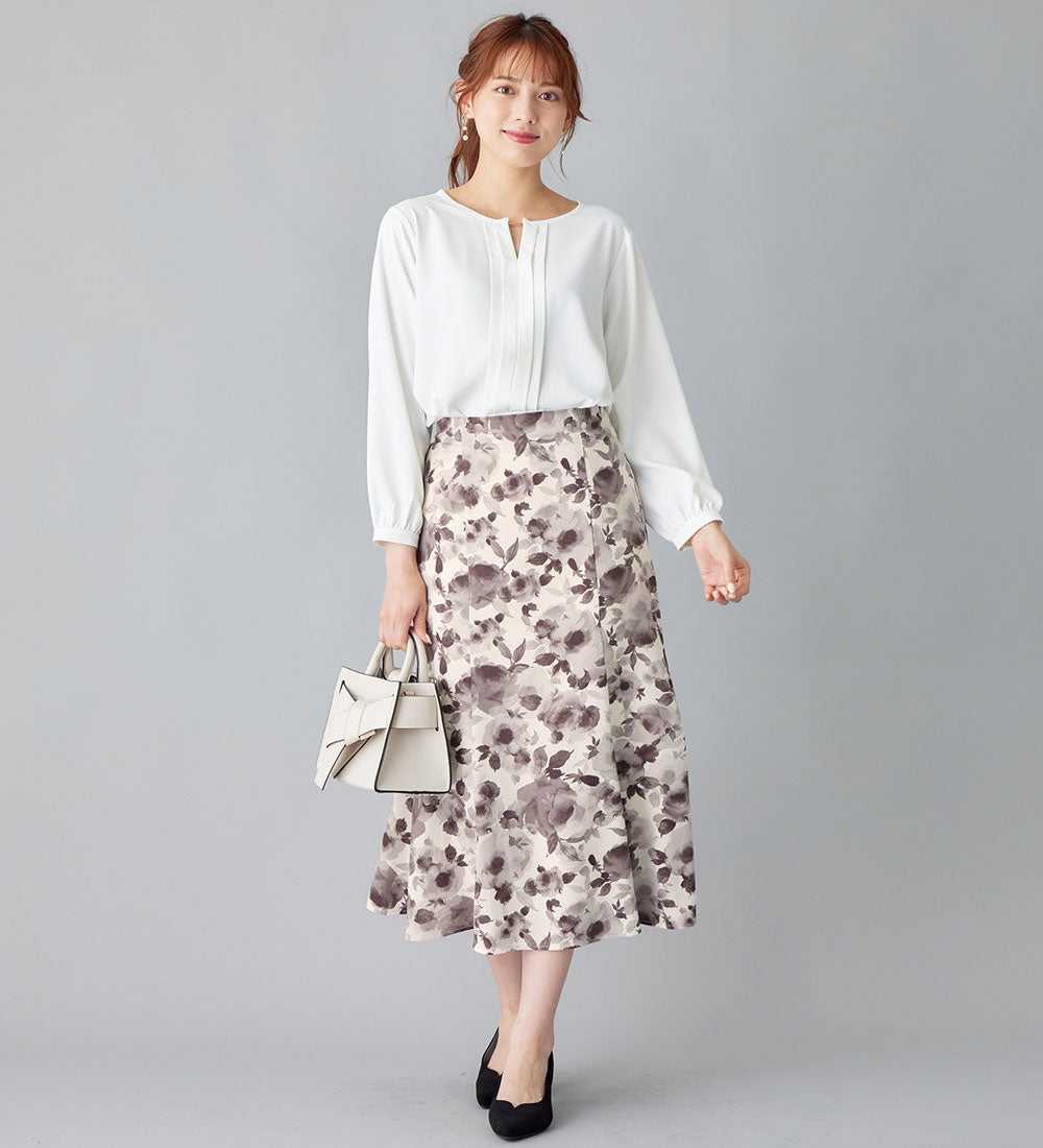 アロッタ Alotta あったか裏地付花柄マーメイドスカート