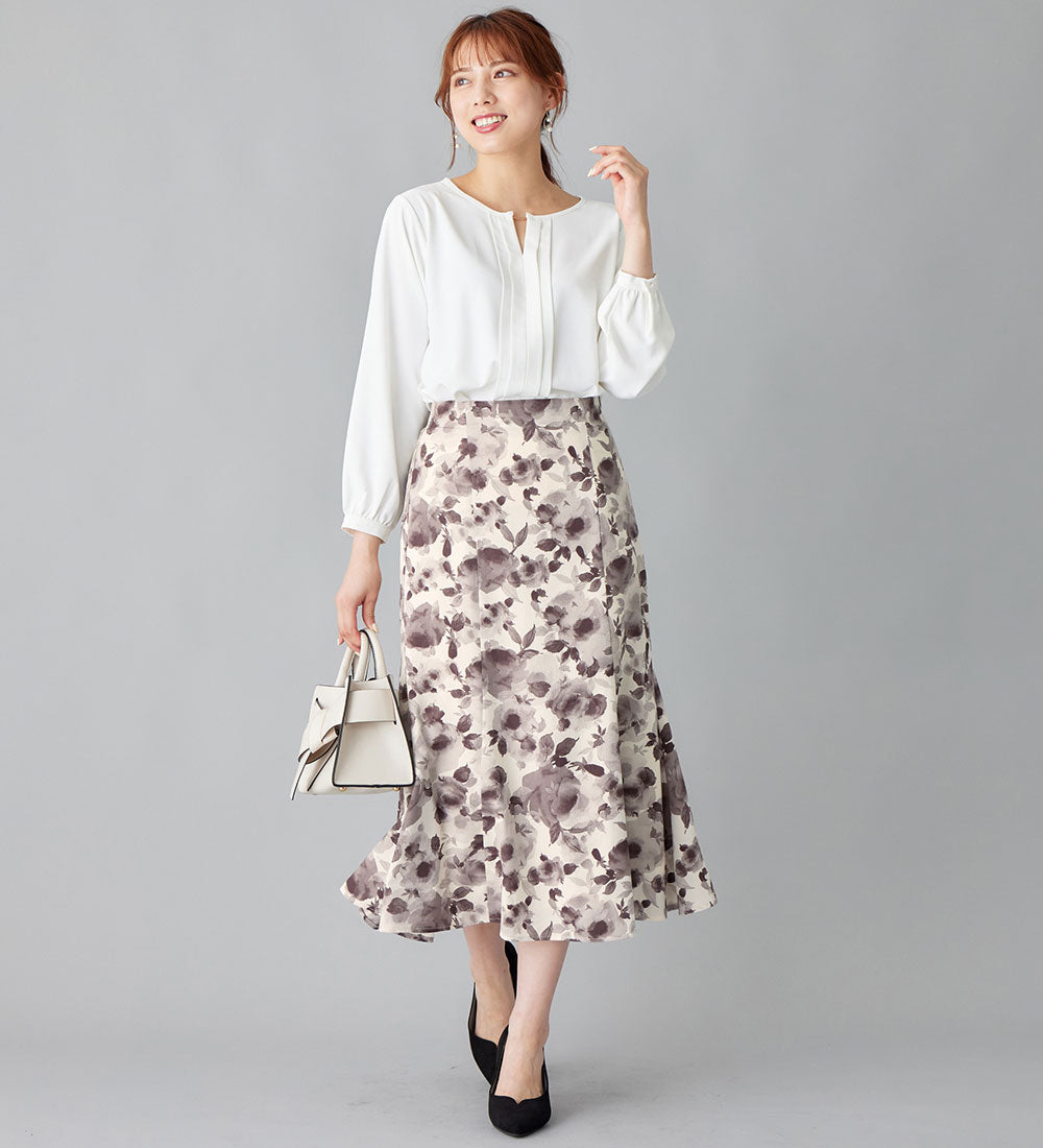 アロッタ Alotta あったか裏地付花柄マーメイドスカート