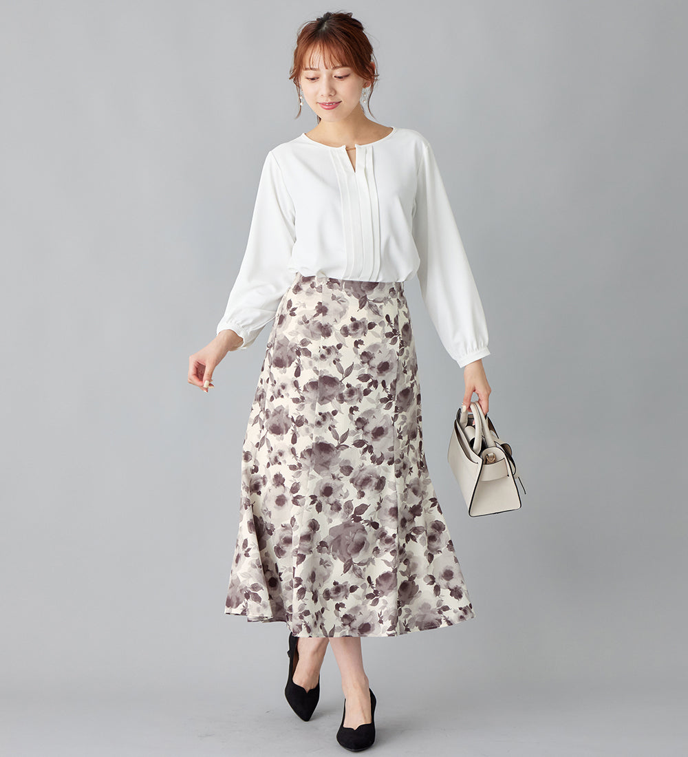 アロッタ Alotta あったか裏地付花柄マーメイドスカート