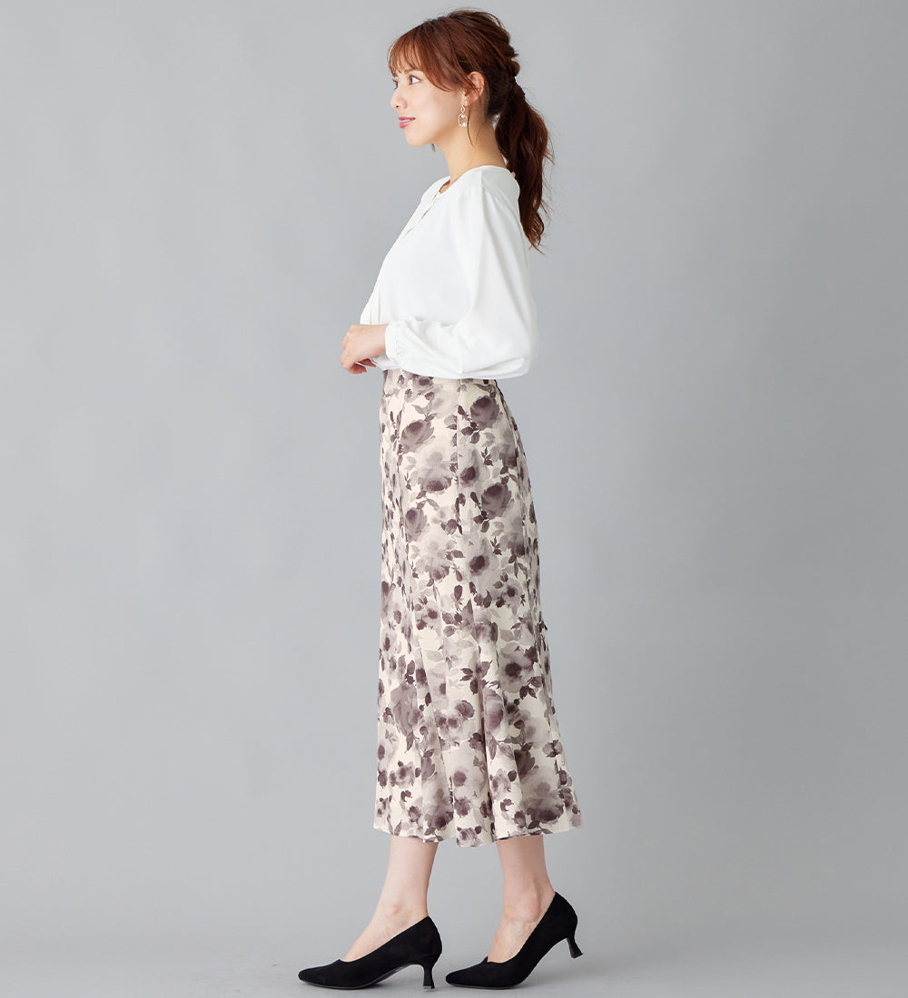 アロッタ Alotta あったか裏地付花柄マーメイドスカート