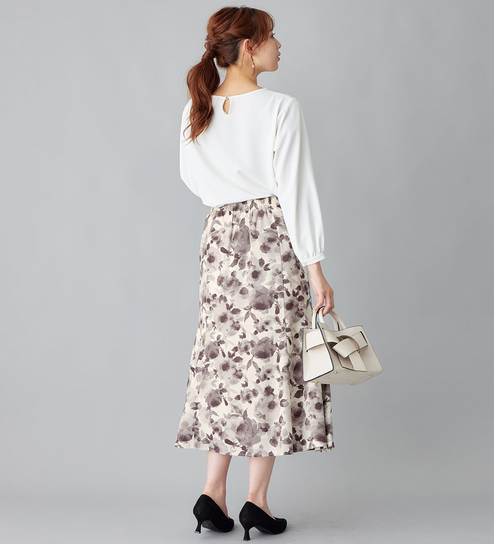 アロッタ Alotta あったか裏地付花柄マーメイドスカート