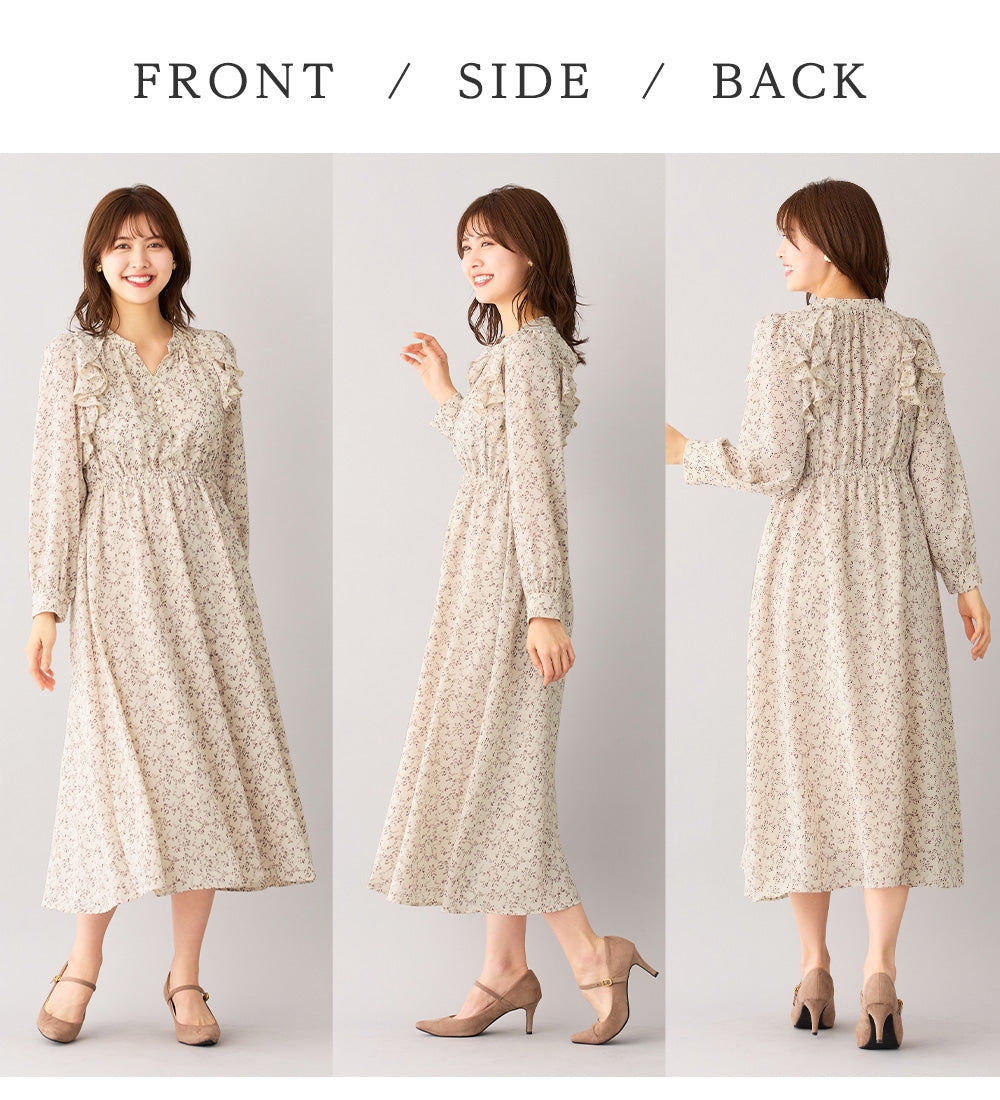 アロッタ Alotta フリルデザインプリントワンピース