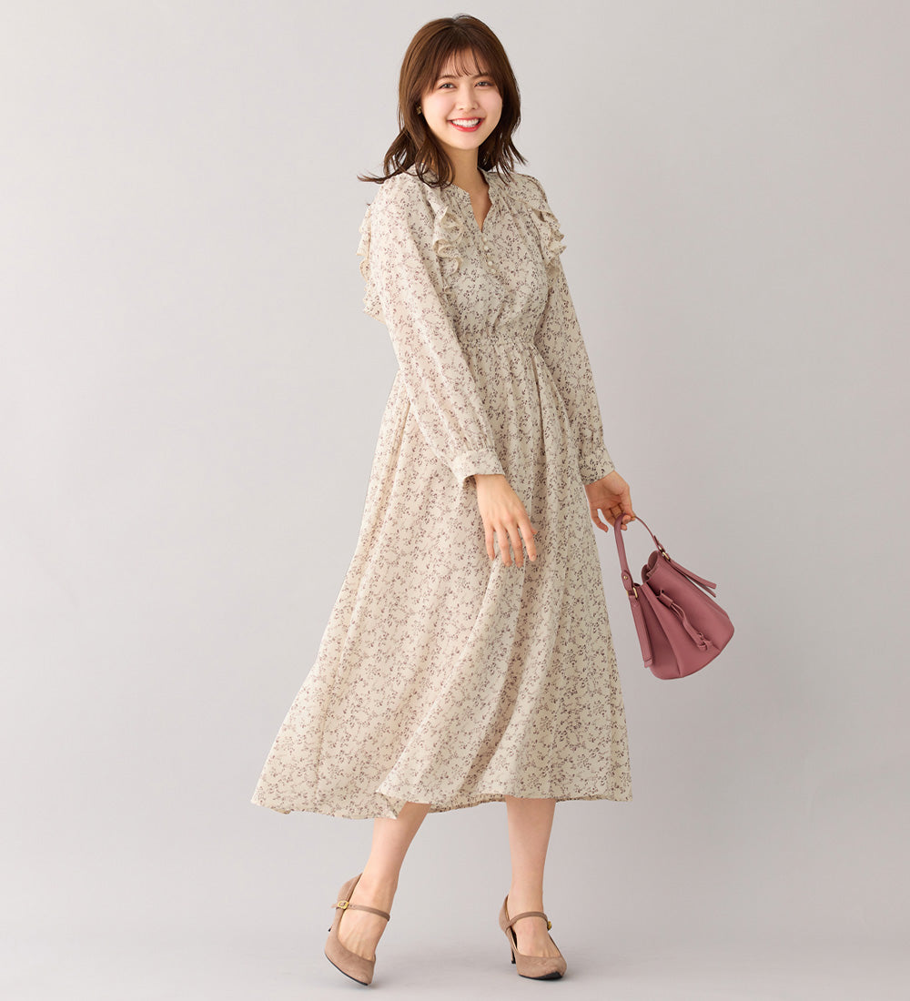 アロッタ Alotta フリルデザインプリントワンピース