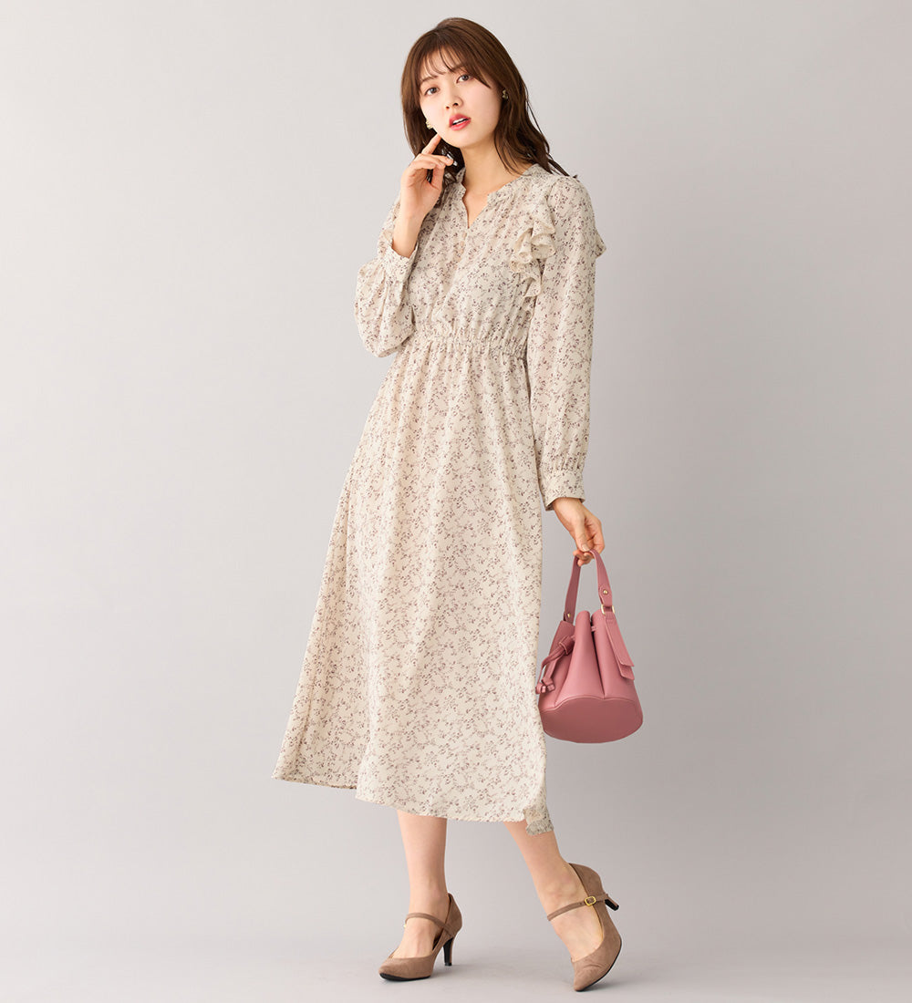 アロッタ Alotta フリルデザインプリントワンピース