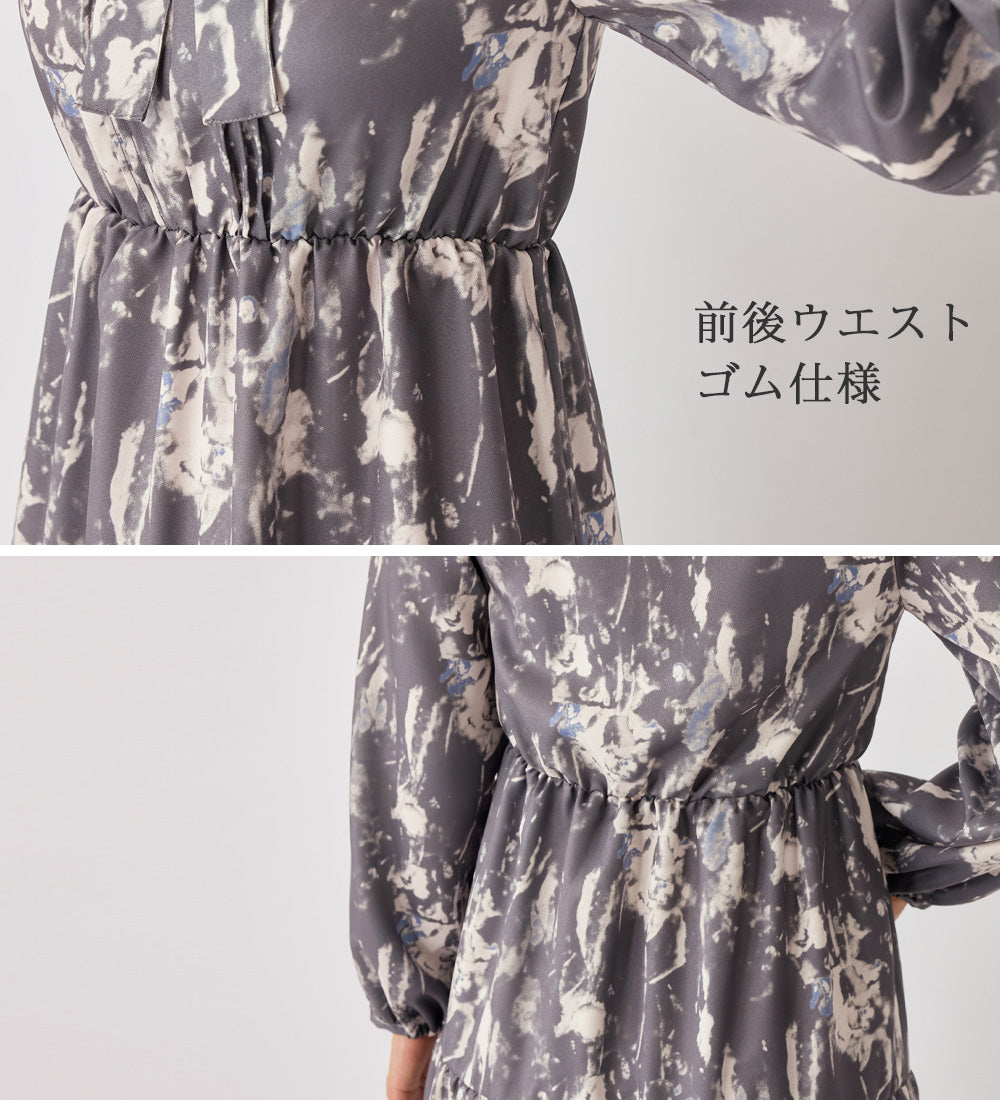 【１枚で決まる】２WAYボウタイ付ワンピース ピンク系