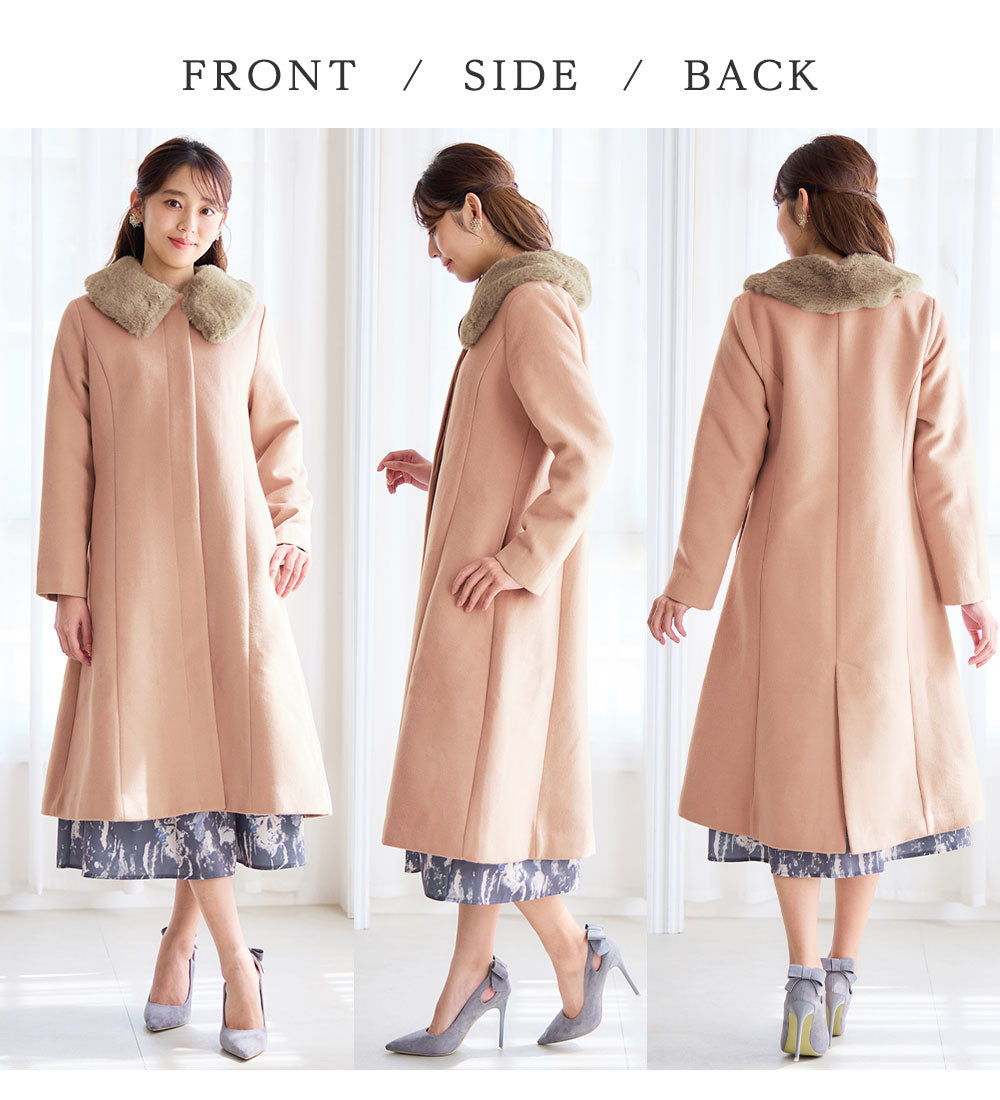 アロッタ Alotta 美人シルエットファー付ノーカラーコート （ブラック） ブラック