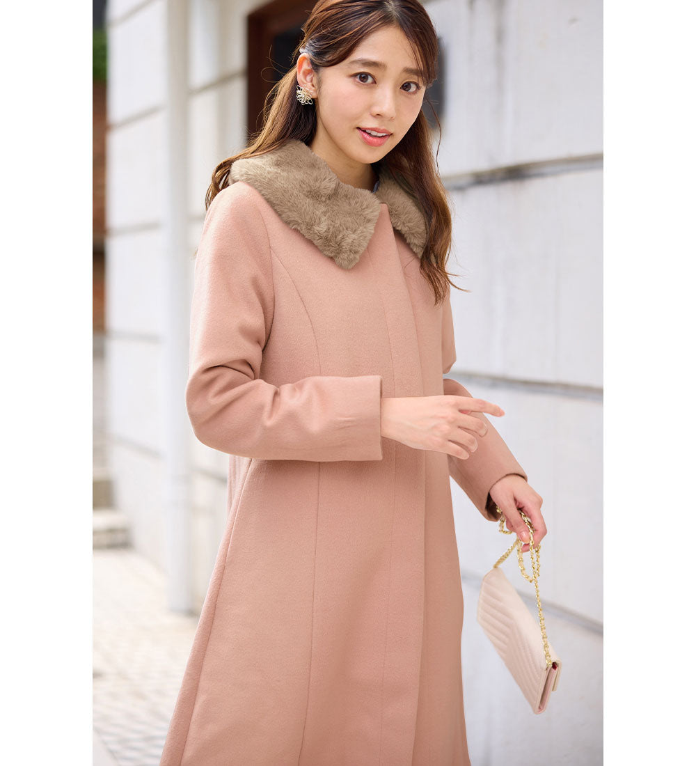 アロッタ Alotta 美人シルエットファー付ノーカラーコート