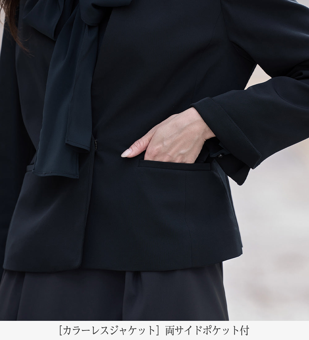 アロッタ Alotta 【選べるジャケット】洗える上品ボウタイワンピーススーツ （ブラック） ブラック