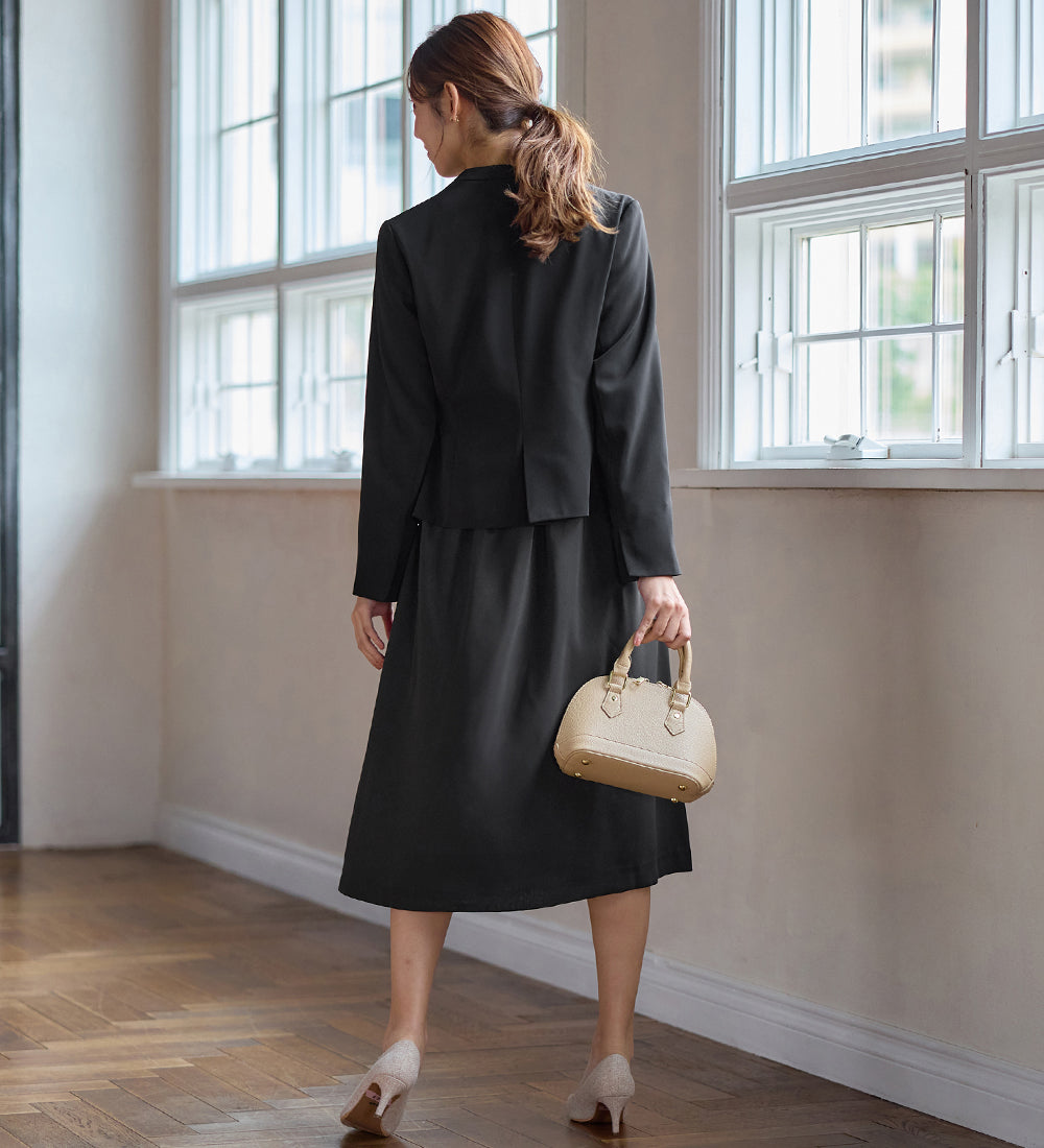 アロッタ Alotta 【選べるジャケット】洗える上品ボウタイワンピーススーツ （ブラック） ブラック