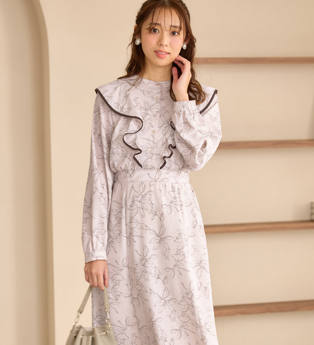 阿羅塔 Alotta 花紋混合蕾絲設計連衣裙【客戶企劃】