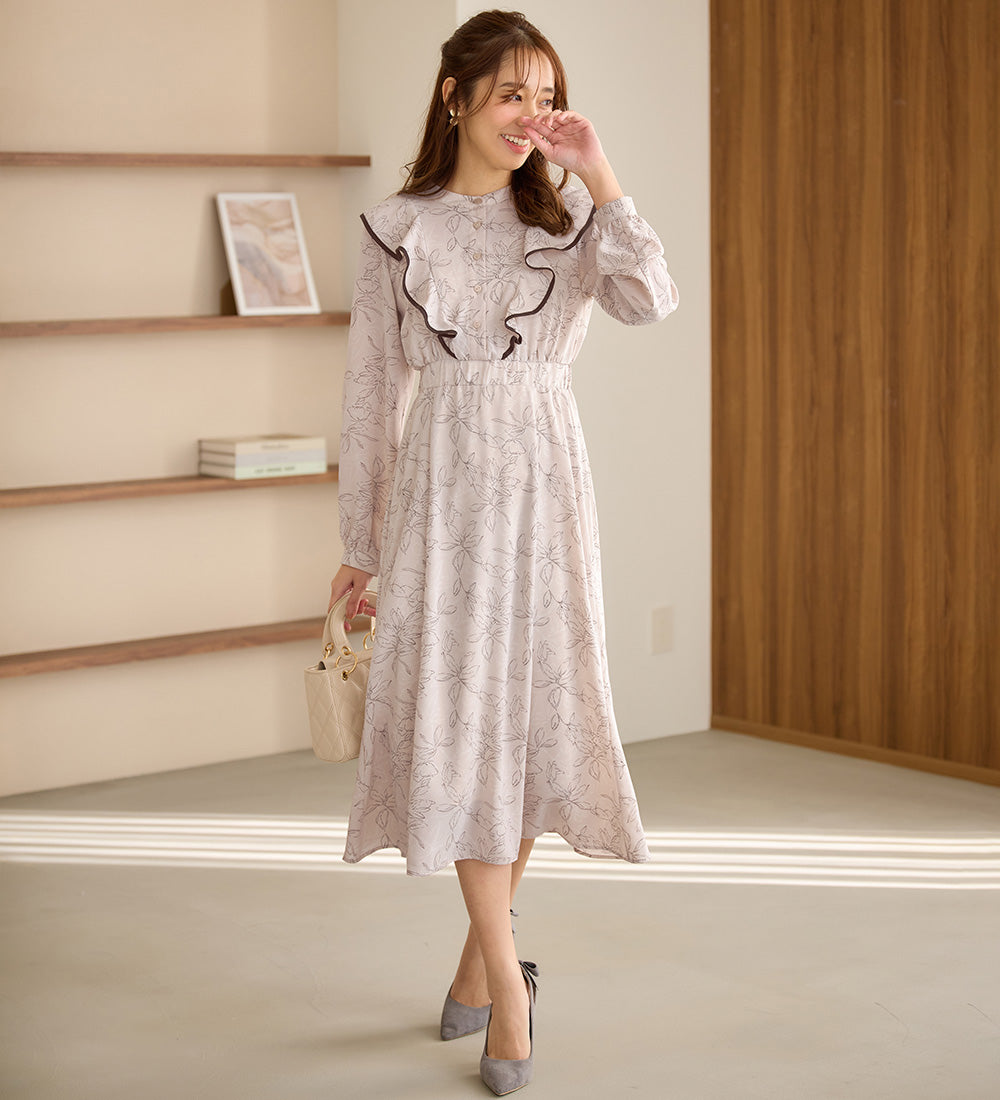 阿羅塔 Alotta 花紋混合蕾絲設計連衣裙【客戶企劃】