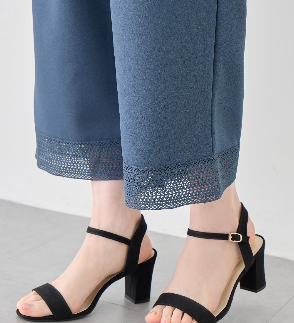 アロッタ Alotta 【4つの機能付】ひんやり楽ちん裾レースパンツ （グレージュ） グレージュ