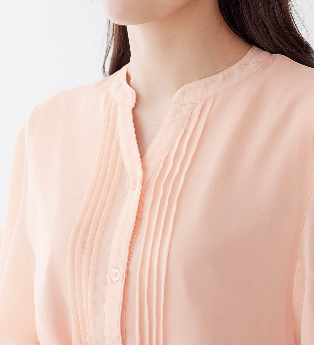 アロッタ Alotta 【接触冷感】インナー付ピンタックデザインブラウス【イエベ・ブルべ】 （ドット柄） ドット柄