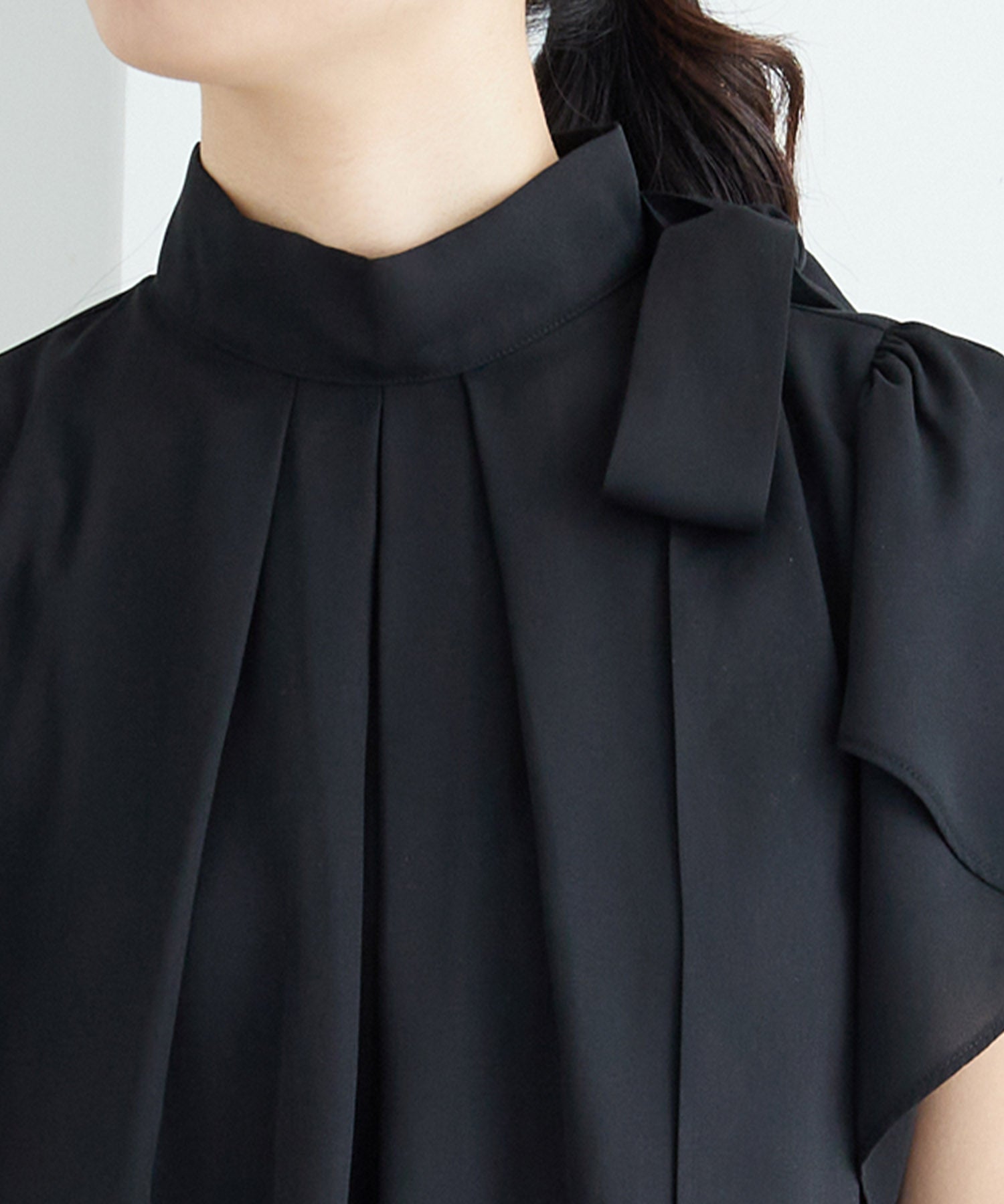 アロッタ Alotta 【ロコンド限定発売アイテム】大人上品ボウタイデザインシアーブラウス （ブラック） ブラック