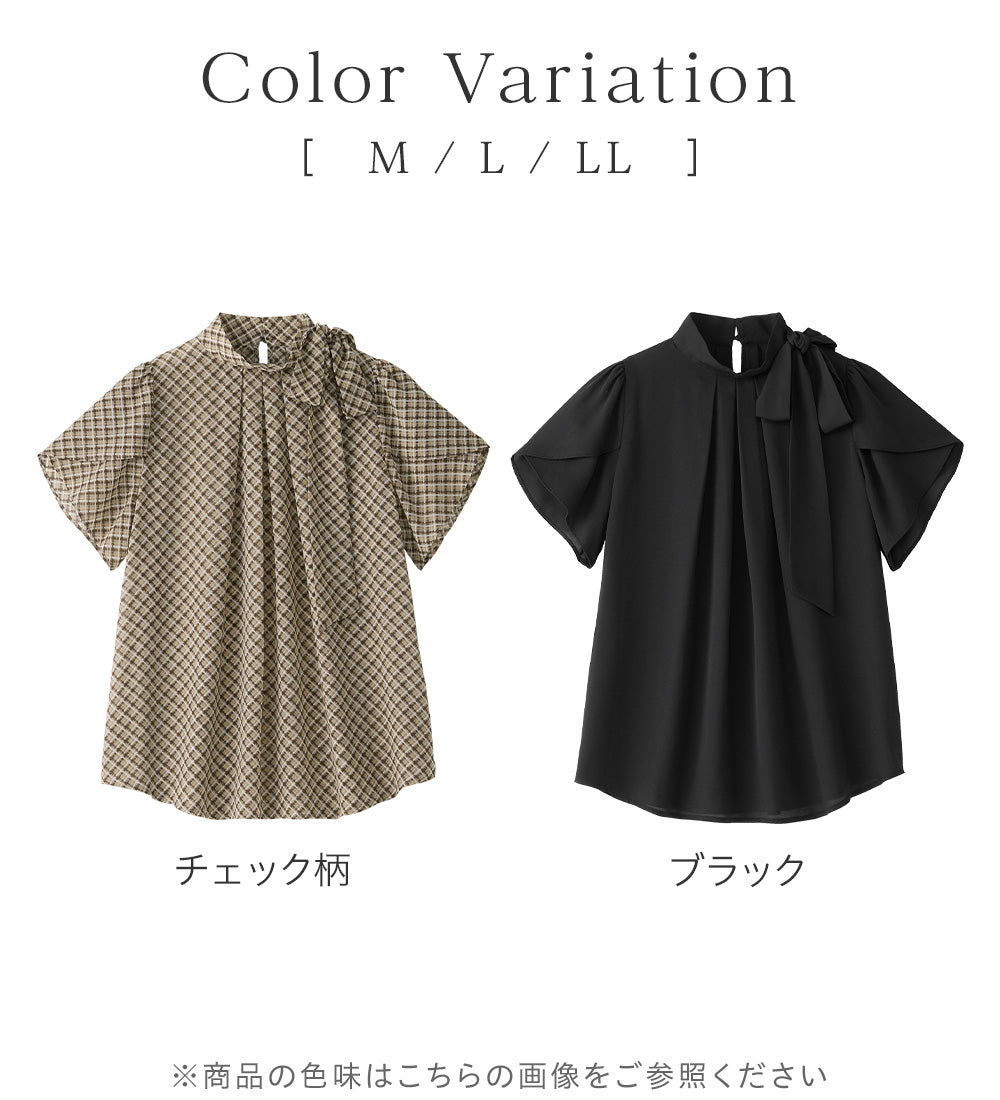 アロッタ Alotta 【ロコンド限定発売アイテム】大人上品ボウタイデザインシアーブラウス （ブラック） ブラック