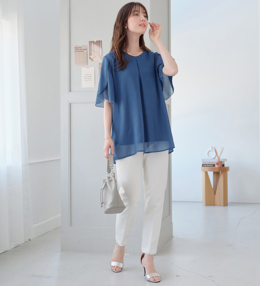 アロッタ Alotta 【接触冷感】インナー付チューリップ袖チュニック （ブルー） ブルー