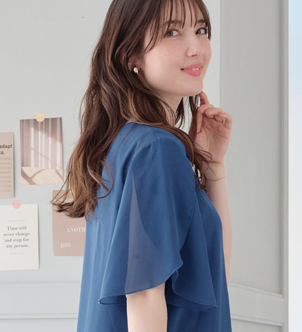 アロッタ Alotta 【接触冷感】インナー付チューリップ袖チュニック （ブルー） ブルー