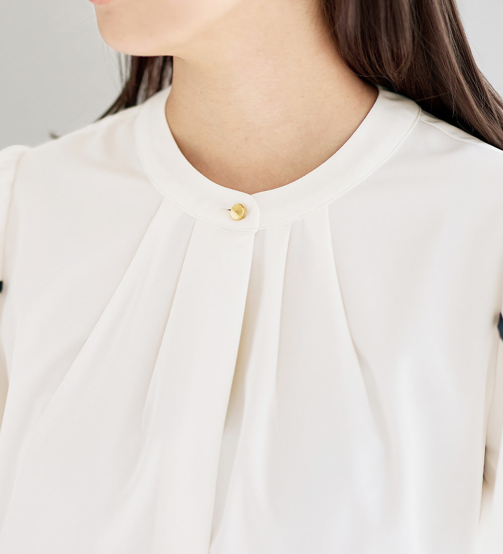 アロッタ Alotta 【接触冷感】チューリップ袖パイピングブラウス （ピンク／オフ） ピンク／オフ