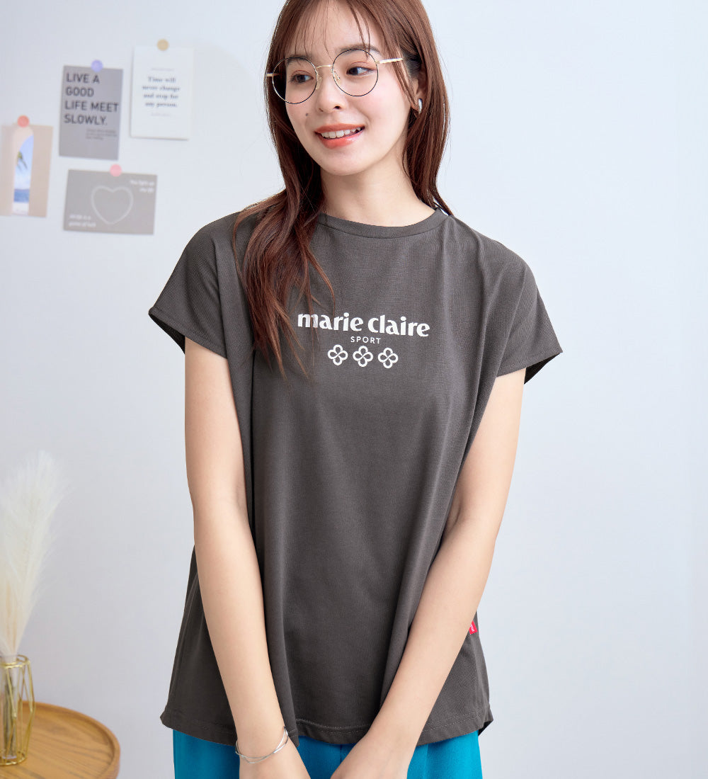 アロッタ Alotta 【マリクレール・スポーツ】モックネックギャザーTシャツ （チャコール） チャコール