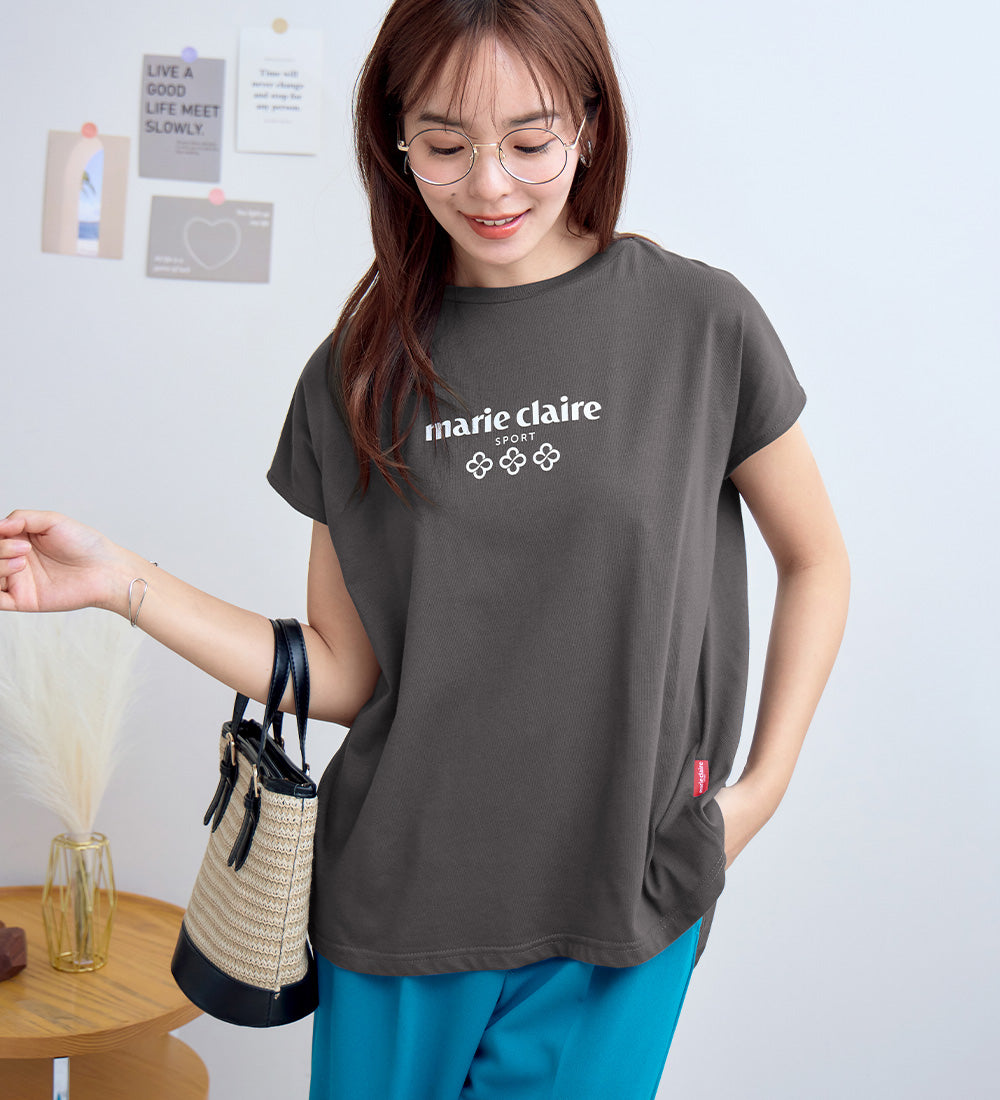 アロッタ Alotta 【マリクレール・スポーツ】モックネックギャザーTシャツ （チャコール） チャコール
