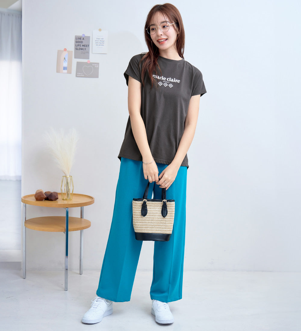 アロッタ Alotta 【マリクレール・スポーツ】モックネックギャザーTシャツ （チャコール） チャコール