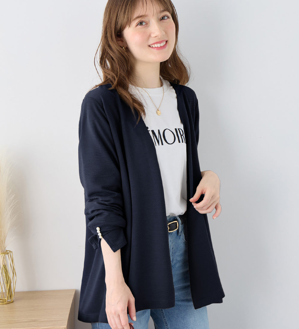 アロッタ Alotta リップル素材着流しカーディガン （ネイビー） ネイビー