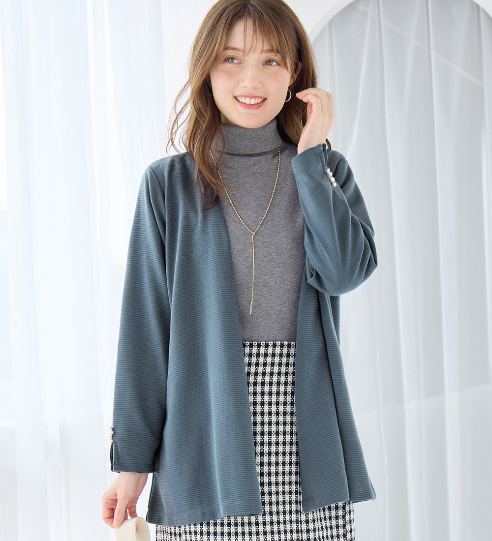 アロッタ Alotta リップル素材着流しカーディガン （スモーキーブルー） スモーキーブルー