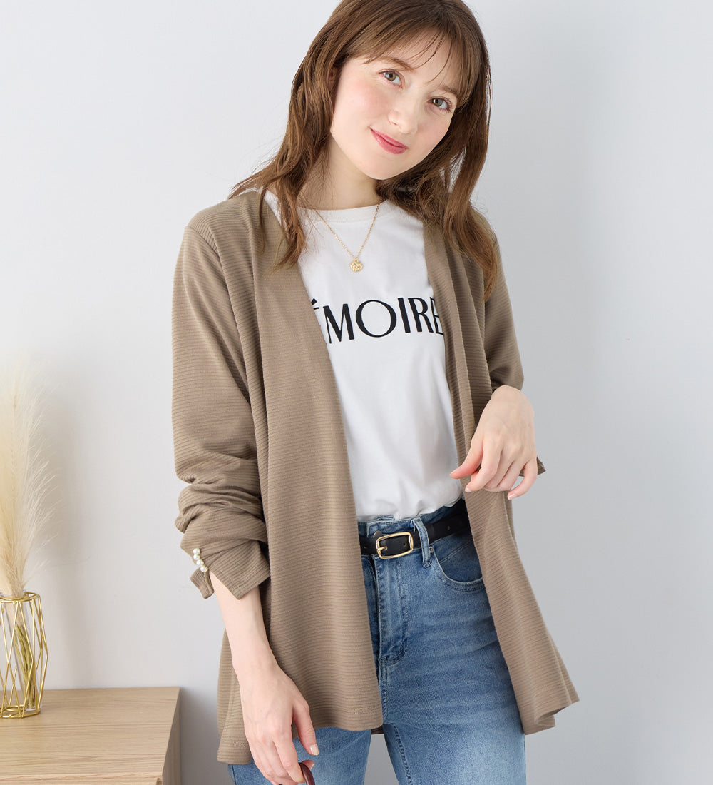 アロッタ Alotta リップル素材着流しカーディガン （モカベージュ） モカベージュ