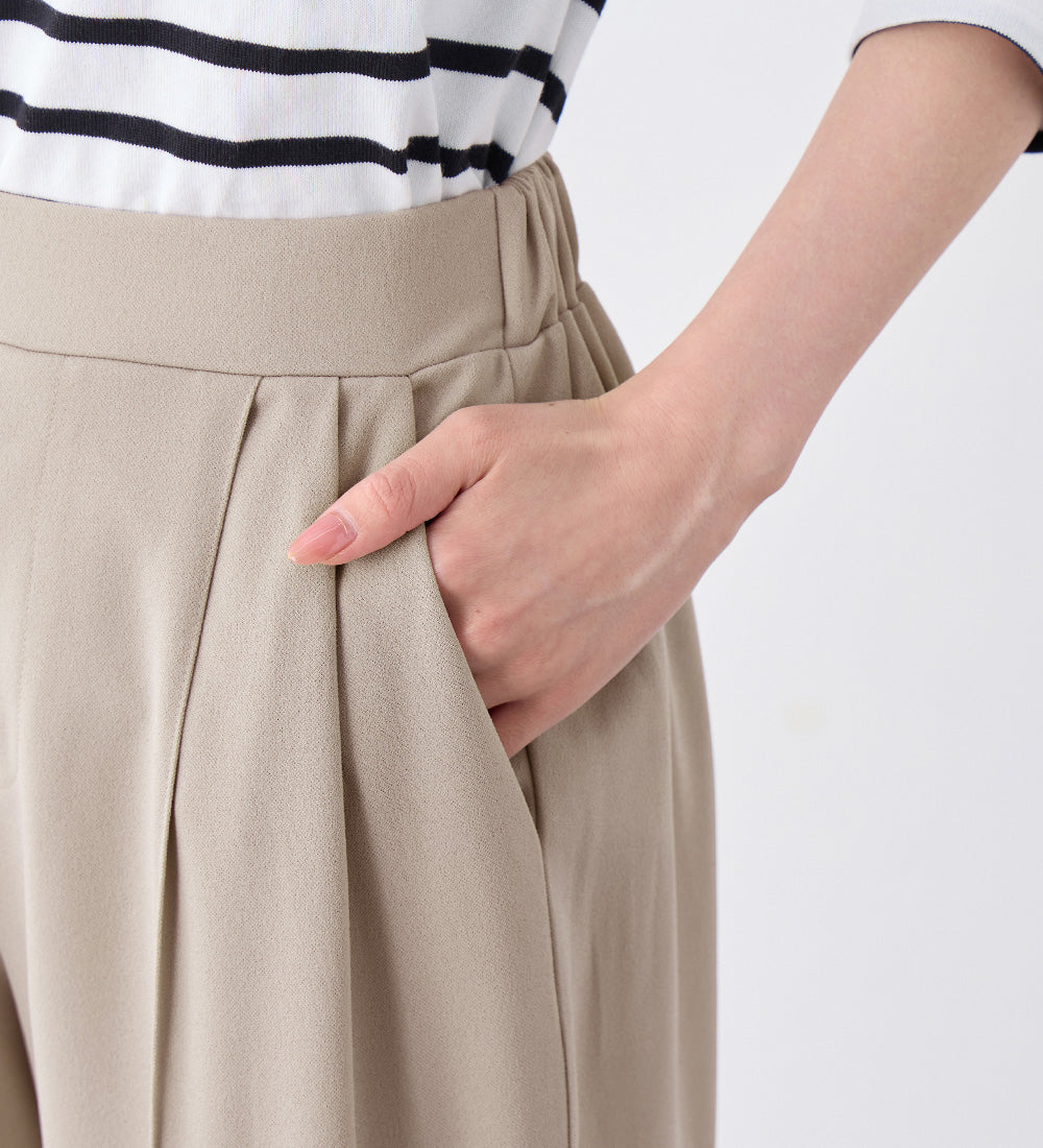 アロッタ Alotta 【接触冷感】【ラクして美脚】ストレッチ素材セミワイドパンツ （モカブラウン） モカブラウン