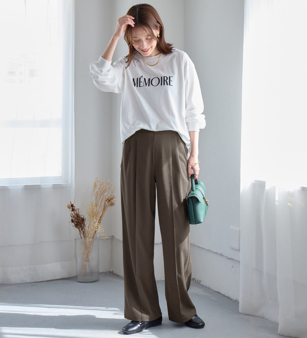 アロッタ Alotta 【接触冷感】【ラクして美脚】ストレッチ素材セミワイドパンツ （モカブラウン） モカブラウン