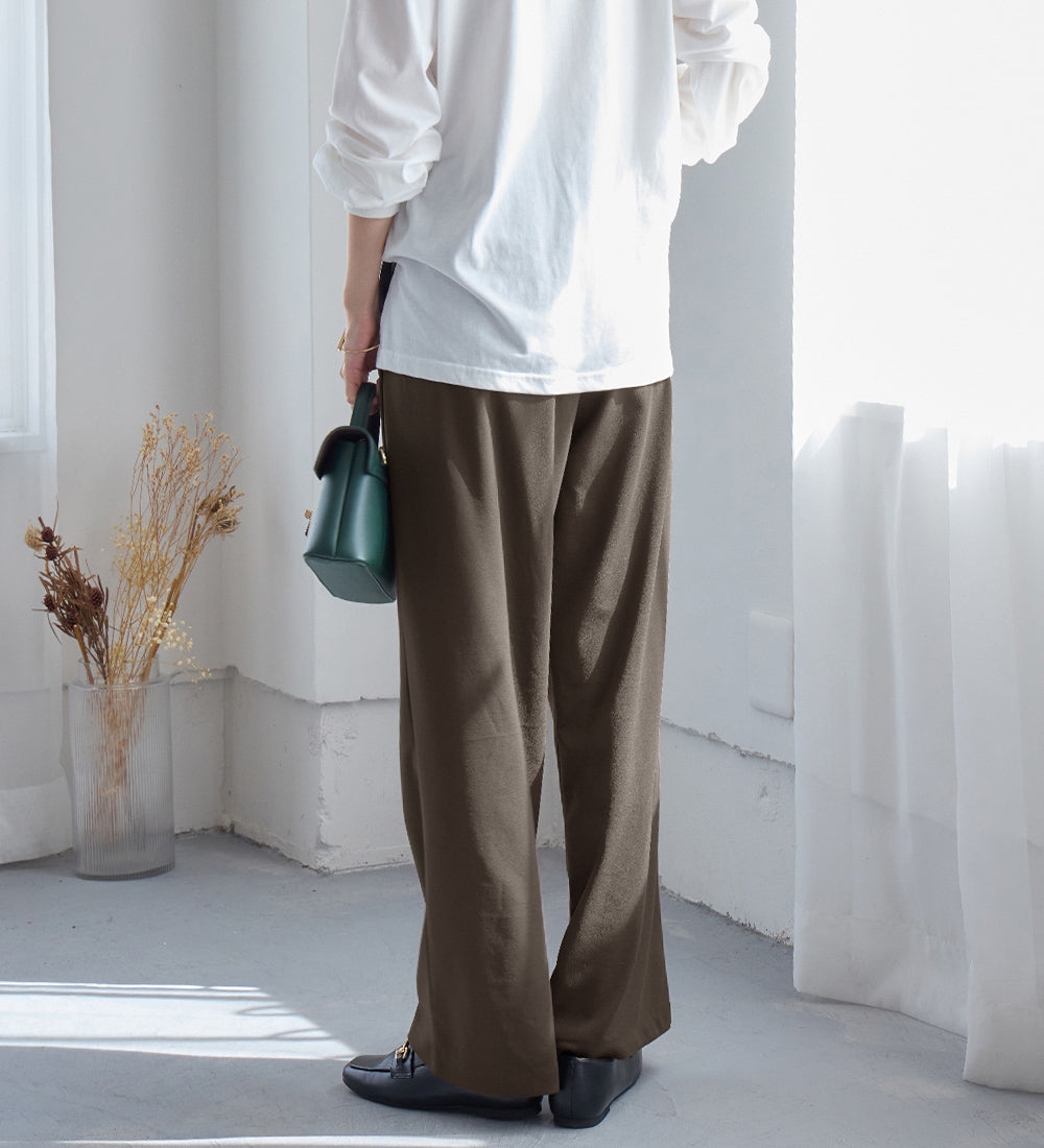 アロッタ Alotta 【接触冷感】【ラクして美脚】ストレッチ素材セミワイドパンツ （モカブラウン） モカブラウン