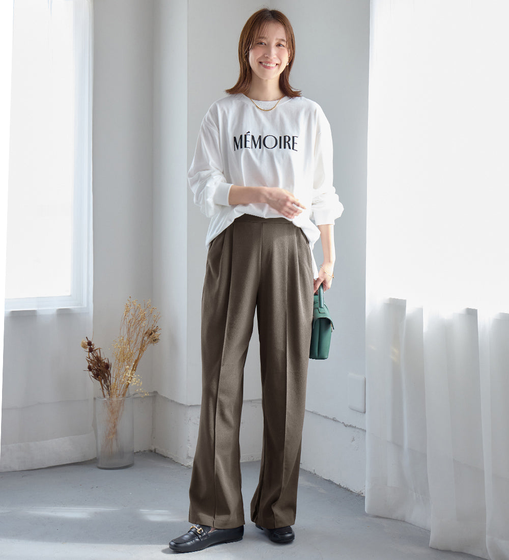 アロッタ Alotta 【接触冷感】【ラクして美脚】ストレッチ素材セミワイドパンツ （モカブラウン） モカブラウン