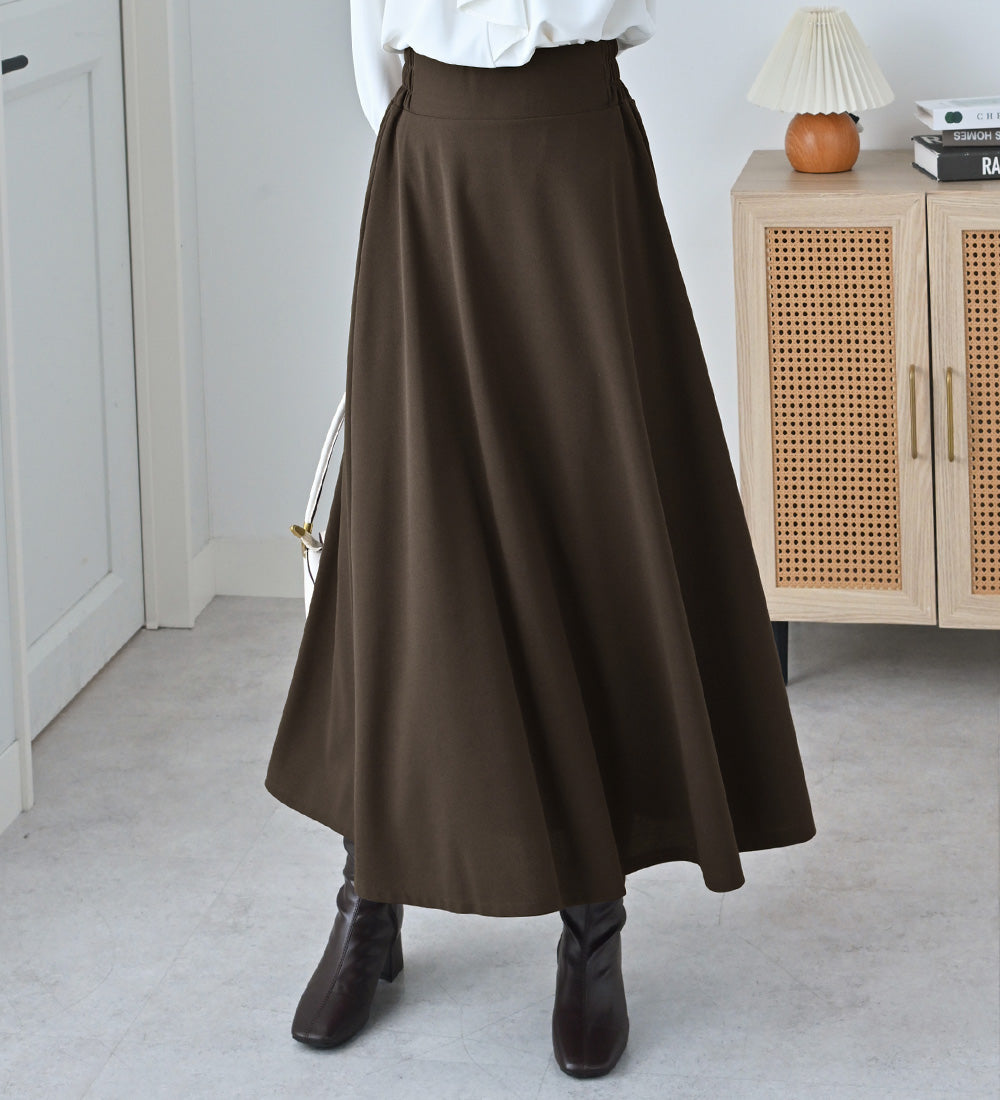 アロッタ Alotta ハイウエストマキシ丈フレアスカート （モカブラウン） モカブラウン