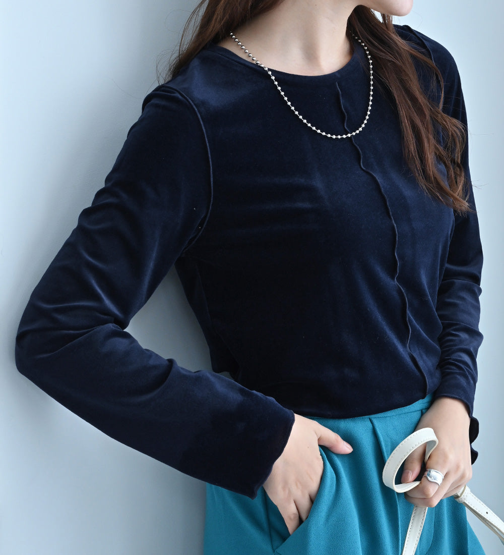 アロッタ Alotta フロッキーベロアTシャツ （ネイビー） ネイビー