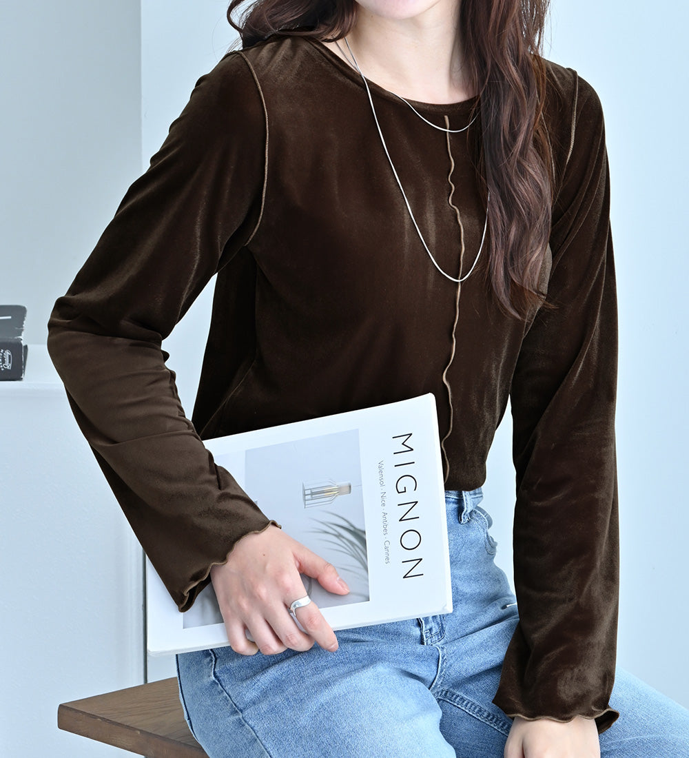 アロッタ Alotta フロッキーベロアTシャツ （ブラウン） ブラウン